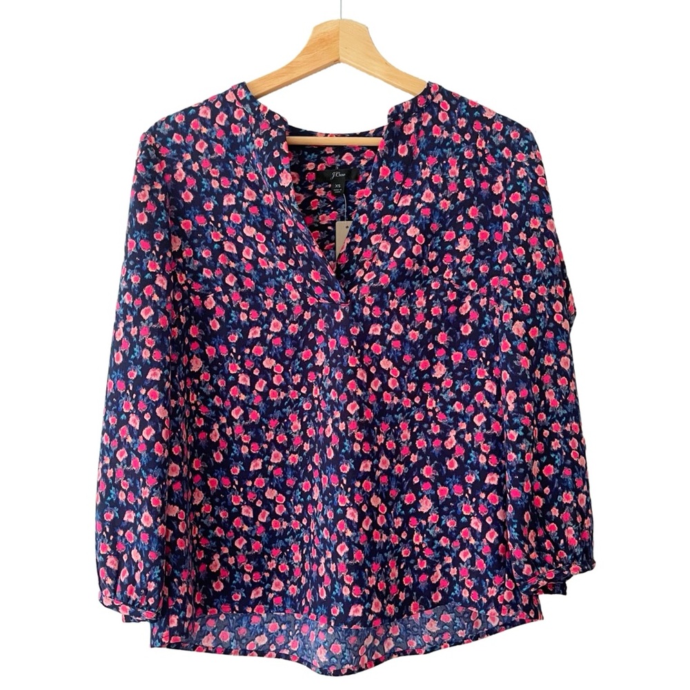 J. Crew Open V-neck top in dotted floral XS